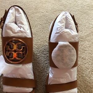 Brand new Tory Burch Metal Miller wedge